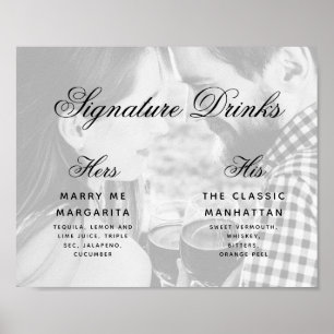 Affiche Signature Boissons Photo Élégant Script Mariage Si
