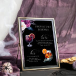 Affiche Signature Boissons Purple & Noir 'Jusqu'à la mort<br><div class="desc">Cette magnifique collection présente un crâne et un serpent aux éléments floraux violets.</div>