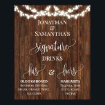 Affiche Signature Boissons Réception de mariage Signal rus<br><div class="desc">Ajoutez du libellé à la conception, pour des modifications supplémentaires (couleur de police, style de police, supprimer ou déplacer des éléments, modifier le libellé *Les mots Signature, Son et Hers ne sont pas modifiables mais la couleur peut être changée), cliquez sur personnaliser, faites défiler vers le bas et cliquez sur...</div>