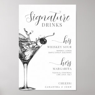 Affiche Signature Boissons Ses Hers Bride Groom Cocktail B