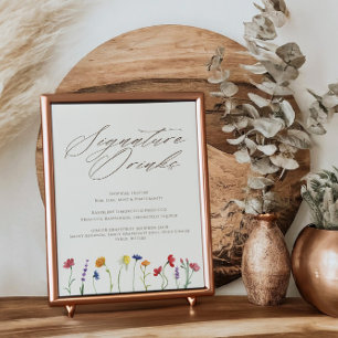 Affiche Signature Boissons Vibrant Mariage Fleur sauvage