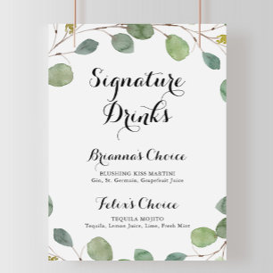 Affiche Signature Calligraphie Eucalyptus Boissons Signal