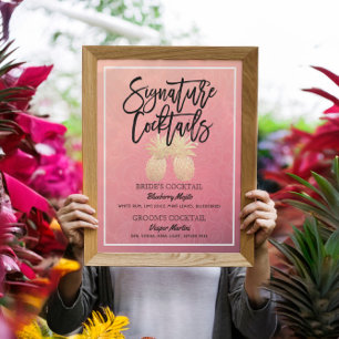 Affiche Signature Cocktail Boisson Menu Mariage Décor Post