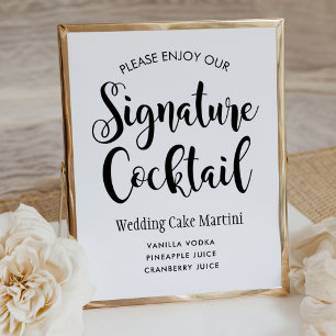 Affiche Signature Cocktail de mariage en écriture grasse