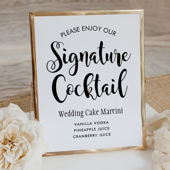 Affiche Signature Cocktail de mariage en écriture grasse (Créateur téléchargé)