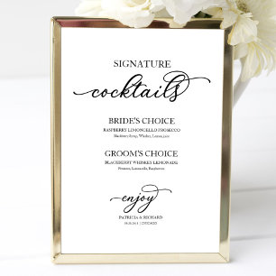Affiche Signature Cocktails Chic noir Script