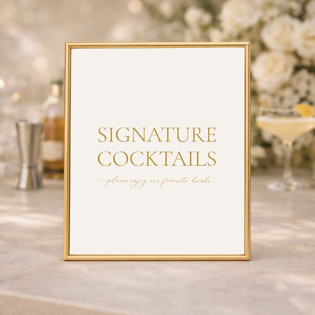 Affiche Signature Cocktails Elegant Wedding Bar Sign (Créateur téléchargé)