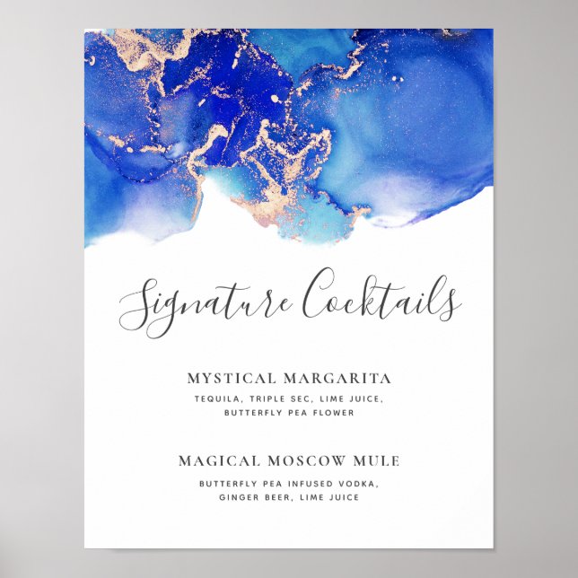 Affiche Signature Cocktails Mariage Aquarelle Menu (Devant)