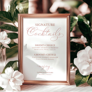 Affiche Signature Cocktails Rose Gold Foil Mariage Sign