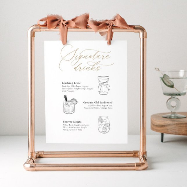 Affiche Signature Cocktails Signer avec des illustrations  (Créateur téléchargé)