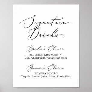 Affiche Signature de calligraphie noire délicate Boissons 