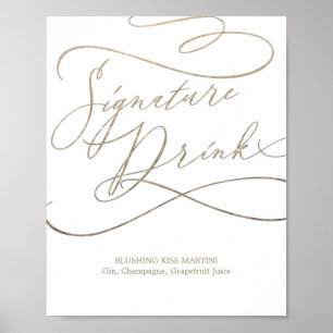 Affiche Signature de calligraphie or romantique Signet boi