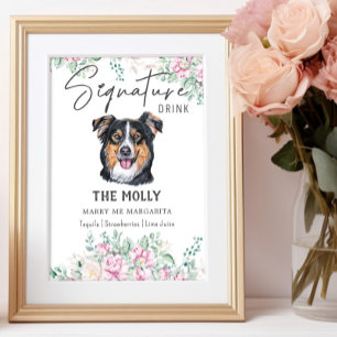 Affiche Signature de chien berger anglais Signet de boisso