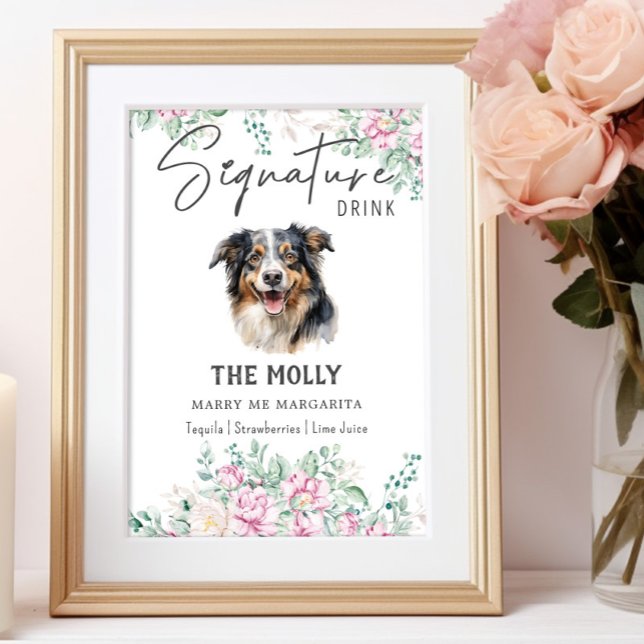 Affiche Signature de chien berger australien Signet boisso (Créateur téléchargé)