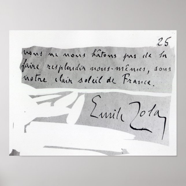 Affiche Signature de Emile Zola (Devant)