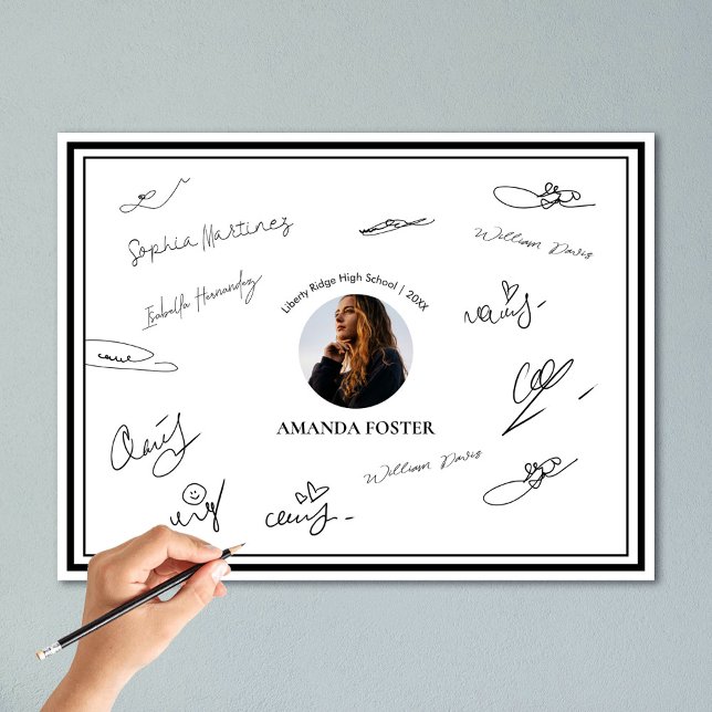 Affiche Signature de la partie de graduation de la photo e (Créateur téléchargé)