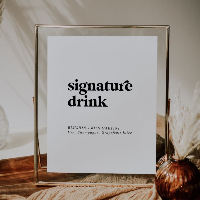 Affiche Signature de la typographie noire moderne Signet b (Modern Black Typography Signature Drink Sign)