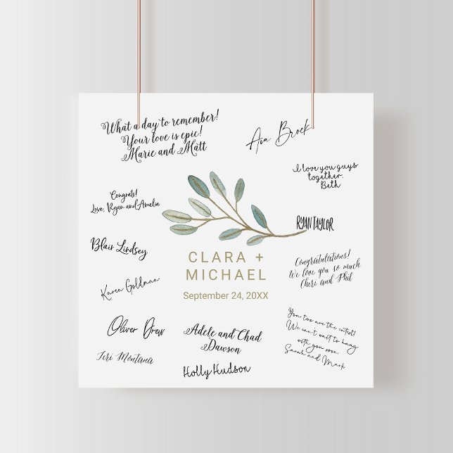 Affiche Signature de l'invité Mariage d'Eucalyptus veiné o (Créateur téléchargé)