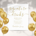 Affiche Signature de signature or Signature Boissons Signa<br><div class="desc">Cette élégante enseigne minimaliste de boissons signature or est parfaite pour votre fête mariage. Conçu par Thisisnotme©</div>