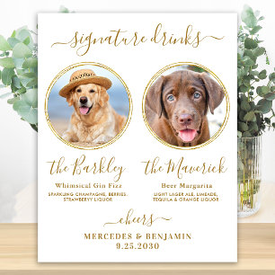 Affiche Signature Drinks Custom Photo Gold Pet Wedding Bar