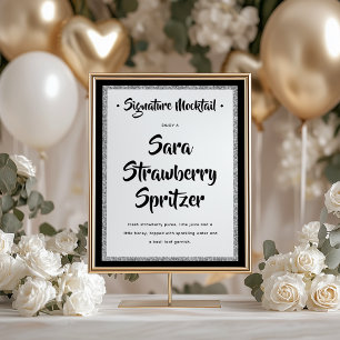 Affiche Signature du cadre en argent Glittery Mocktail noi