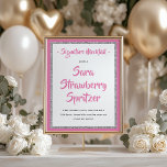Affiche Signature du cadre en argent Glittery Mocktail ros<br><div class="desc">Cette affiche amusante comporte un titre de script et votre texte personnalisé sur une affiche encadrée de parties scintillant en argent. Utilisez le formulaire modèle pour ajouter votre personnalisation.</div>