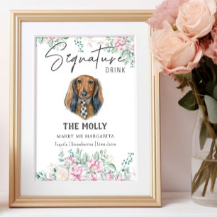 Affiche Signature du Mariage Dachshund long Haired Boire