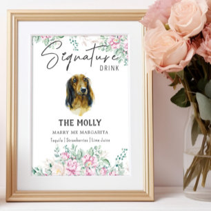 Affiche Signature du Mariage Dachshund long Haired Boire