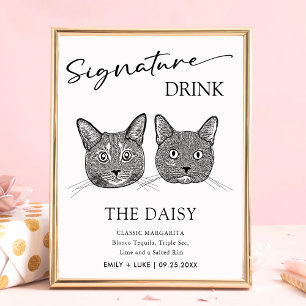 Affiche Signature du Mariage de chats en couple Signet boi
