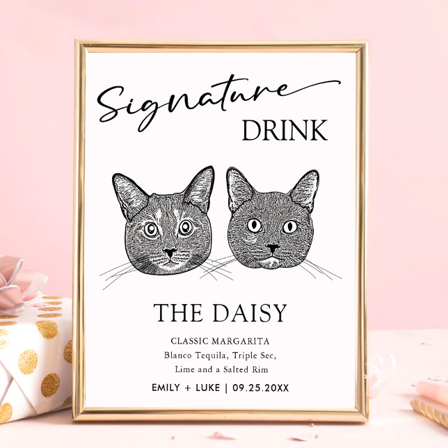 Affiche Signature du Mariage de chats en couple Signet boi (Créateur téléchargé)