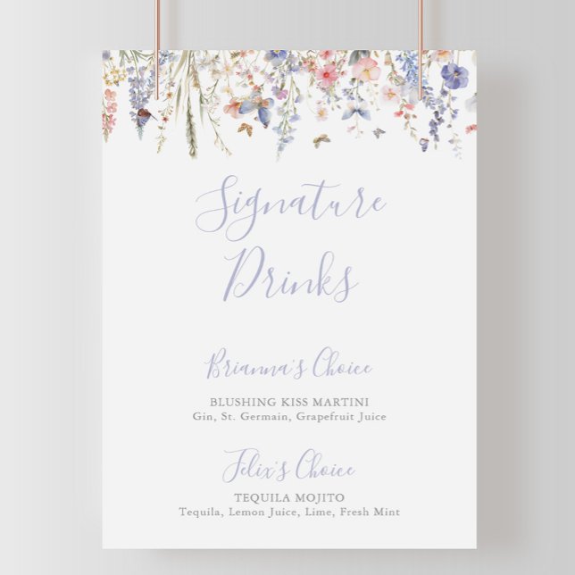 Affiche Signature Fleur sauvage Multicolor Été Boissons Si (Créateur téléchargé)