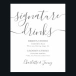Affiche Signature Gris Signature Script Signature Boissons<br><div class="desc">Cette élégante enseigne minimaliste de boissons est parfaite pour votre fête mariage. Conçu par Thisisnotme©</div>