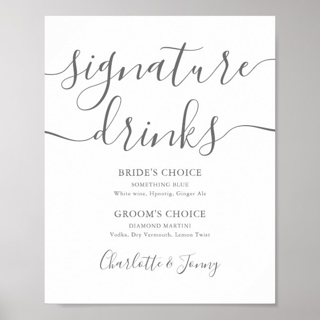 Affiche Signature Gris Signature Script Signature Boissons (Devant)