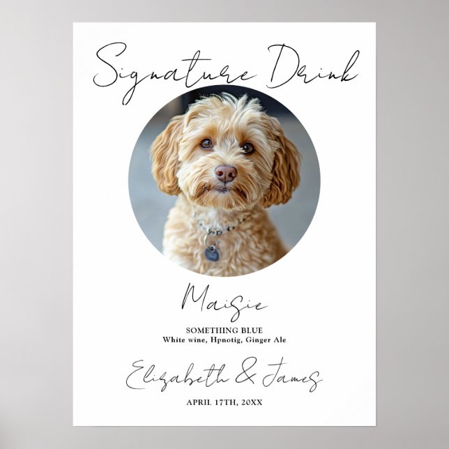 Affiche Signature mariage Boire animal de compagnie Chien  (Devant)