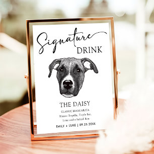 Affiche Signature Mariage de chien Boxer Signet boisson