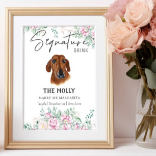 Affiche Signature Mariage de chien Dachshund Signet boisso