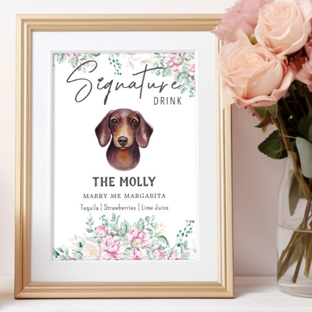 Affiche Signature Mariage de chien Dachshund Signet boisso (Créateur téléchargé)