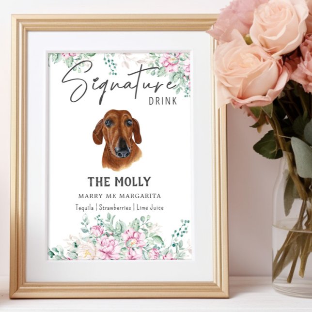 Affiche Signature Mariage de chien Dachshund Signet boisso (Créateur téléchargé)