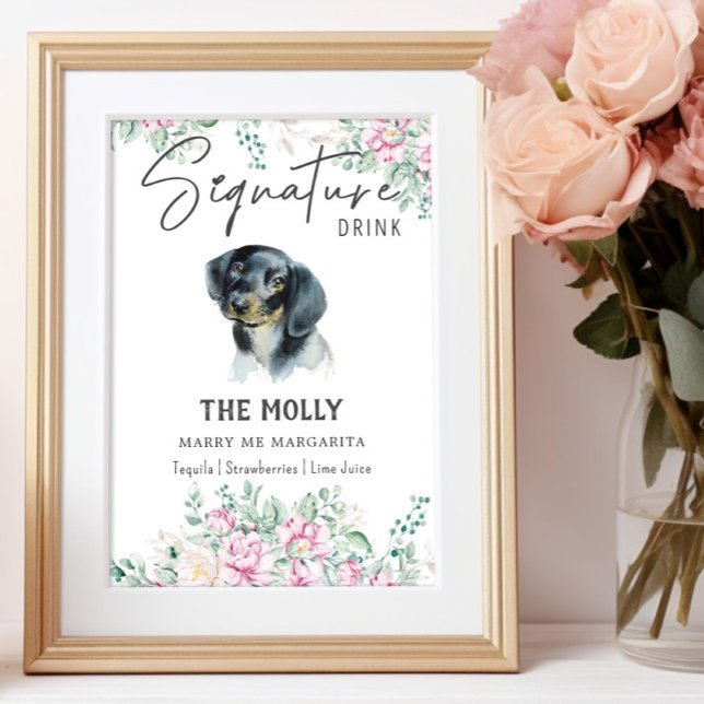 Affiche Signature Mariage de chien Dachshund Signet boisso (Créateur téléchargé)