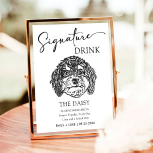 Affiche Signature Mariage de chien de Cavoodle Signet bois