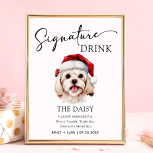 Affiche Signature Mariage de chien maltais de Noël Signet