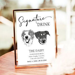 Affiche Signature Mariage de chien noir et blanc Signet bo