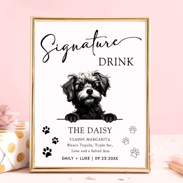 Affiche Signature Mariage de chien Pomapoo Boire Signal (Créateur téléchargé)