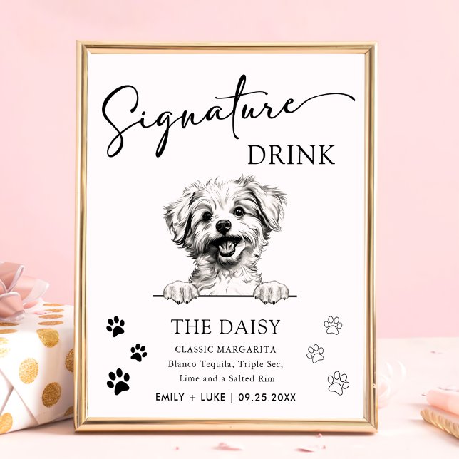 Affiche Signature Mariage de chien Pomapoo Boire Signal (Créateur téléchargé)