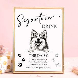 Affiche Signature Mariage de Chien Pomsky Signet boisson