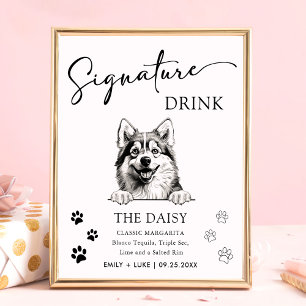 Affiche Signature Mariage de Chien Pomsky Signet boisson