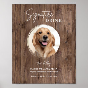 Affiche Signature Mariage de chien rustique imprimable Boi