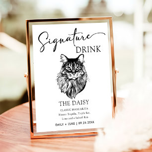 Affiche Signature Mariage du chat Maine Coon Boire Signet