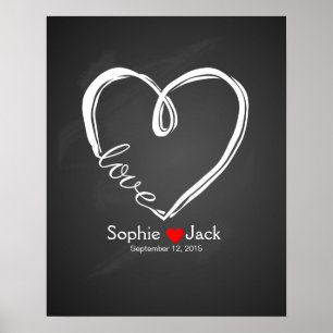 Affiche signature mariage guest book infinity heart chalan