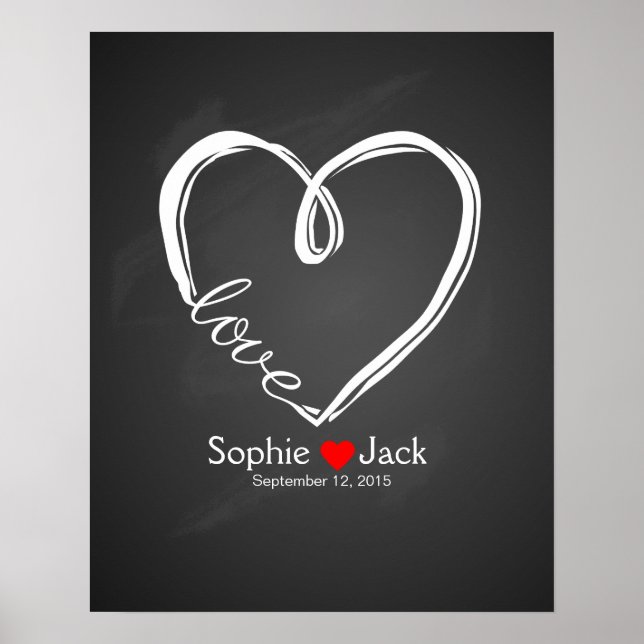 Affiche signature mariage guest book infinity heart chalan (Devant)